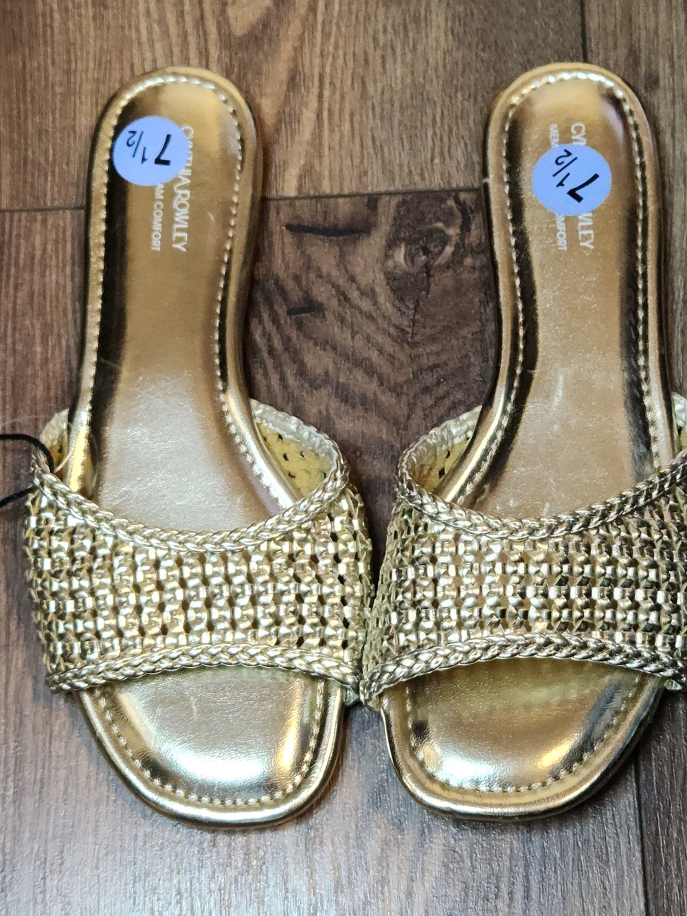 Cynthia Rowley Gold Woven Slide Mules